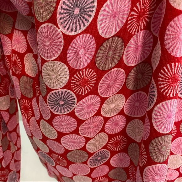 Sigrid Olsen Long Sleeve Twist Front Deep V Neckline Red Pink Shirt Sz M - Picture 3 of 5